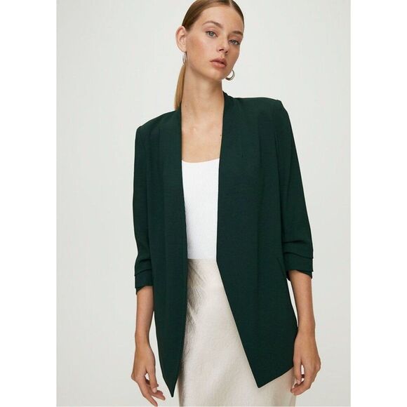 NWT Babaton Aritzia Macauley Power Hip Blazer 00 Scarab Minimal Jacket Longline - Picture 1 of 8